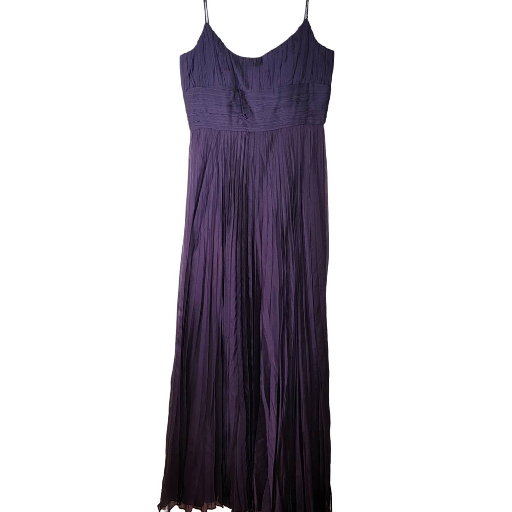 Carmen Marc Valvo Purple Pleated Maxi Dress